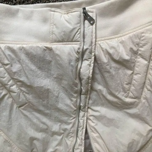 No Comment Cream Bomber Jacket with Quilted Design and High Collar