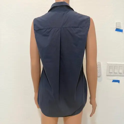 Akris Punto 6 cotton ruffle sleeveless button front blouse top TS 2959