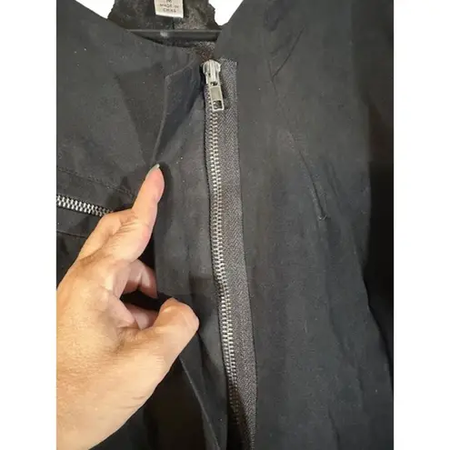 Joan Rivers Black Faux Suede Mandarin Collar Full Zipper Moto Jacket Women Sz M