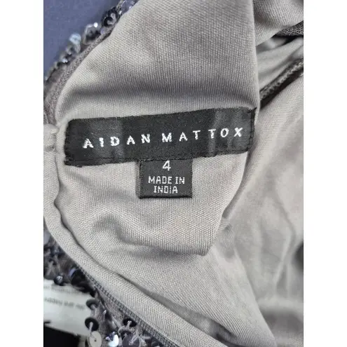 Aidan Mattox NWT Silver Fully Sequined Party Dress Long Sleeve Mini Dress Sz 4