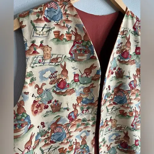 Vintage Bunny Garden Print Vest M