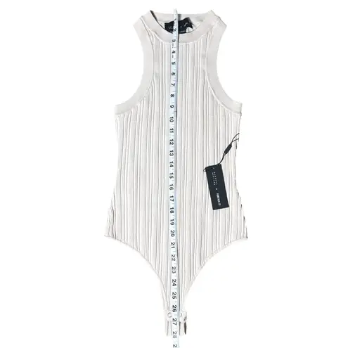 barney's new york x Forever 21 Ribbed Knit Bodysuit Beige Medium NWT