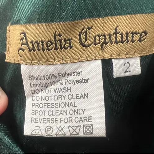 Amelia Couture Emerald Green Sequined Mermaid Dress with lace up back size 2