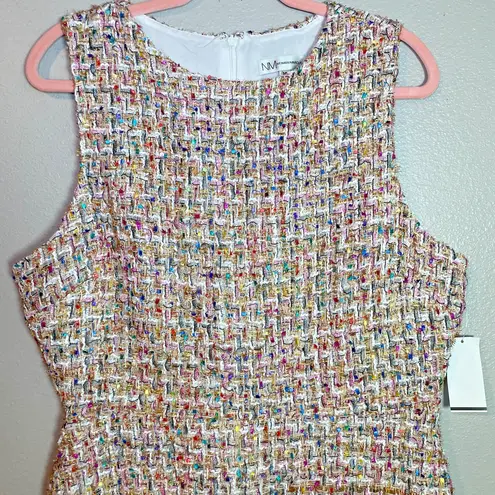 Neiman Marcus $225 Dress Sz 14 Sheath Mini Tweed Pink Sleeveless Preppy Coquette