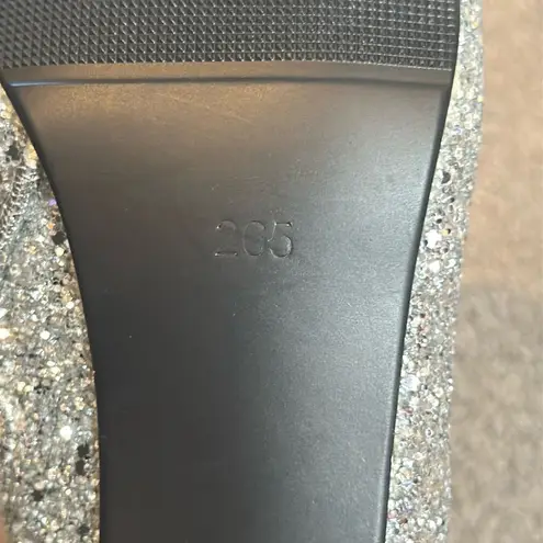 Women’s Silver Glitter Covered Chunky Heeled Party Boots Zipper Size 10.5 NEW Silver