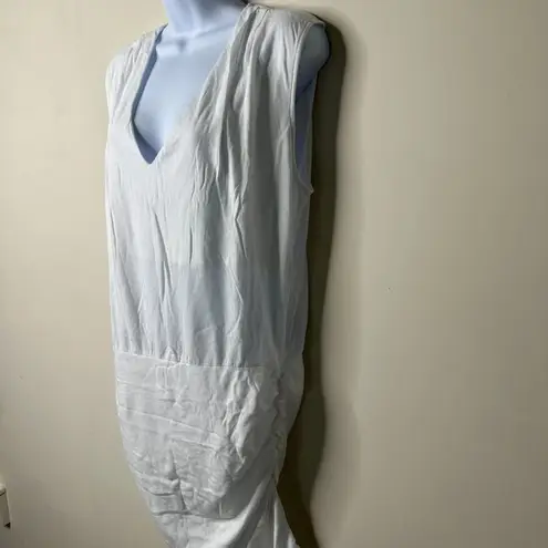 MONROW White Tucked Shoulder V Neck Shirred Dress Size XL NEW