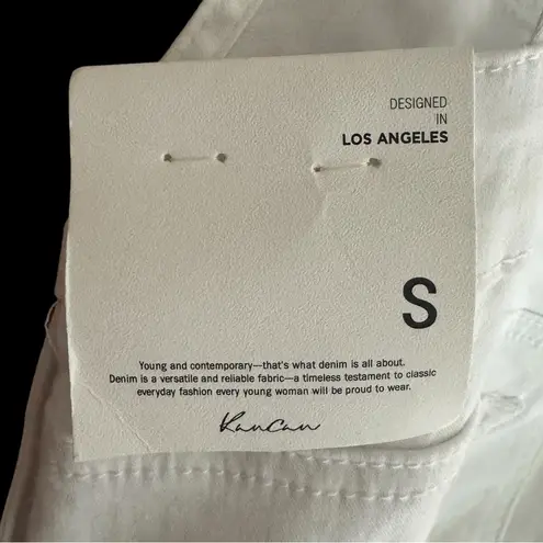 KanCan White Women's Denim Overall Shorts with No Back and Adjustable Straps Size undefined