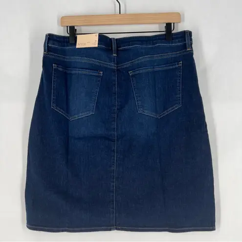 NYDJ 5 Pocket Denim Skirt In Cooper Dark Blue Stretch NWT Size 12