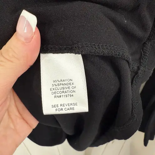 One World Women’s XL Embroidered Boho Long Sleeve Black