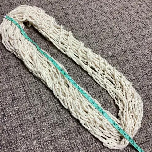 Handmade Infinity Knit Scarf Creamy White with Gold NEW