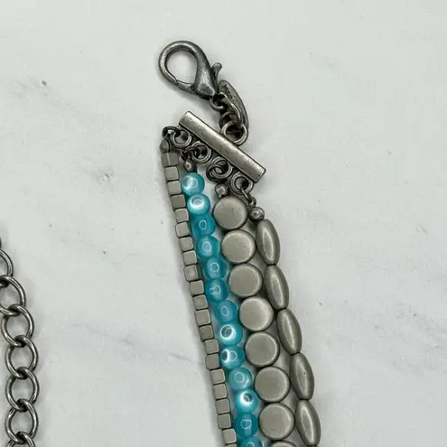 New York & Company Blue Beaded Chain Belt Y2K Festival ✨ Silver