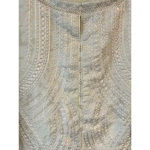 Sapphire Kurta Womens XS Yellow Embroidered Cotton Blouse Long Sleeve Party Wear