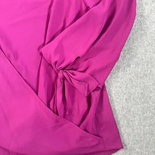 Everleigh Purple Wrap Drape Blouse Women's 2XL High Low Long Sleeve V