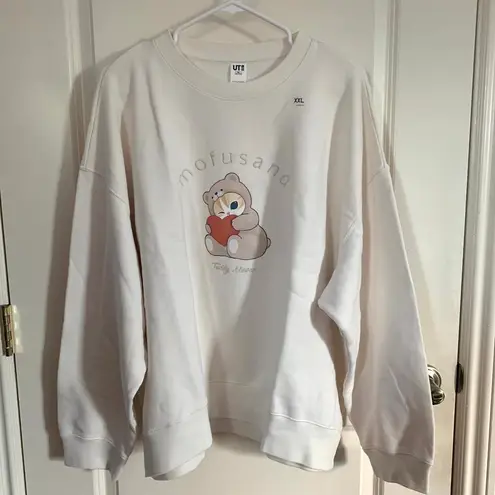 Mofusand x Uniqlo Collab Teddy Meow Printed Embroidered Sweatshirt Off White XXL Tan