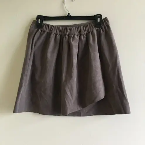 Aritzia Wilfred Free Faux Suede Leather Faux Wrap Mini Skirt Brown Size M