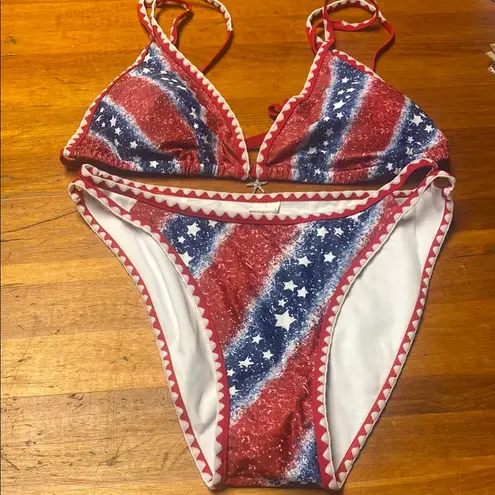 Vibrant Red and Blue Star Bikini Size L