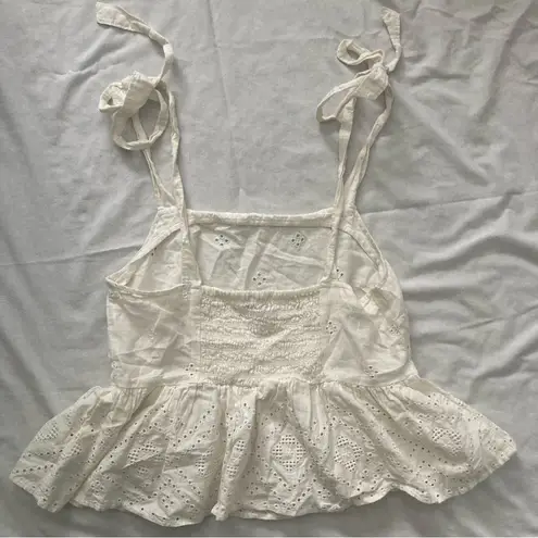 Madewell  White Rosalie Tie-Strap Top in Geo Eyelet White Size Medium