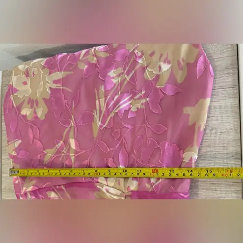 Samsoe Samsoe Pink Kirigami Floral Dapples Ruched Satin Burnout Dress NWT Large