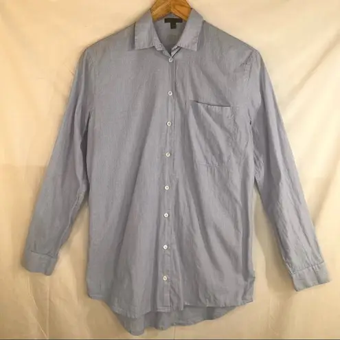 ATM Striped Button Down Boyfriend Shirt Sz XS Blue Nautical Classic City Girl White