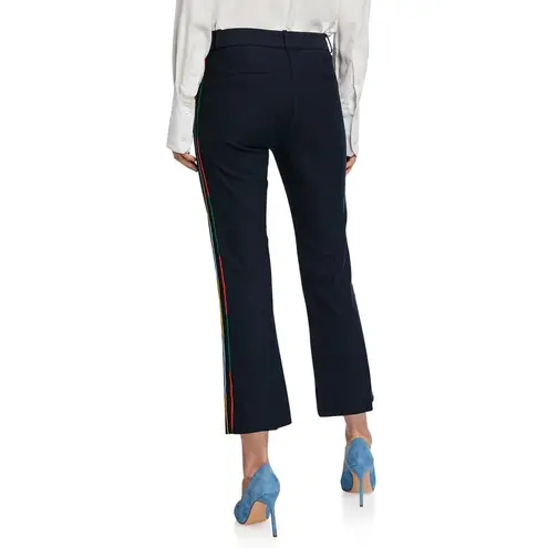 DEREK LAM 10 CROSBY Cropped Embroidered Flare Trouser w Rainbow Size 4 Black