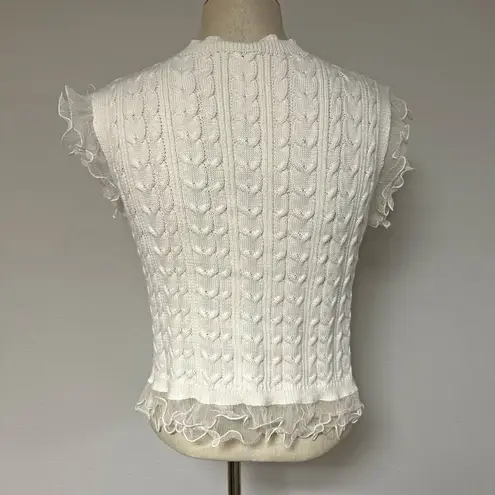 BiBi Contrast Cable Ruffle Sweater Tank Size XS