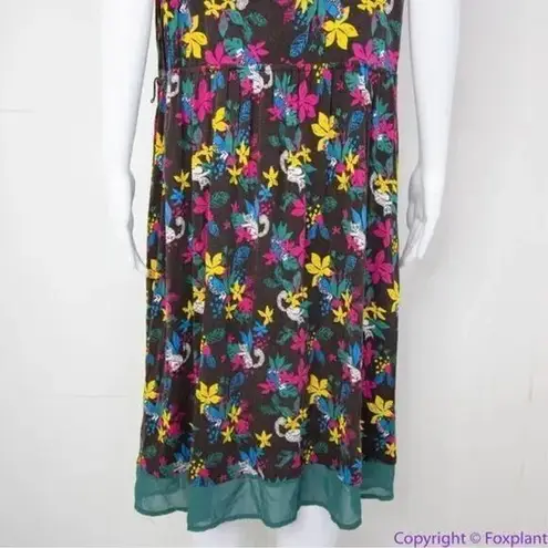 Modcloth  Jungle Print Knit Dress, white cat blue bird,‎ ring tailed lemur, XL