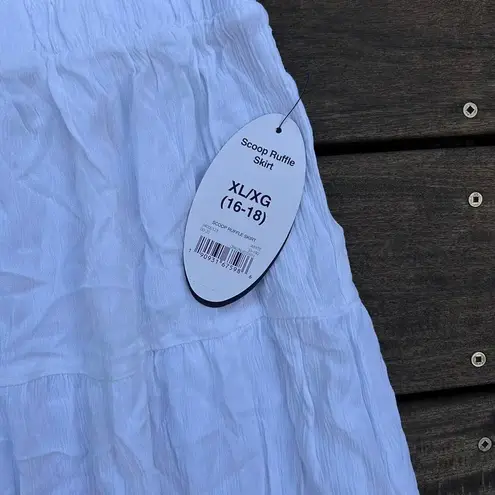 NWT Scoop White Tiered Maxi Skirt w/ Elastic Waist Size XL