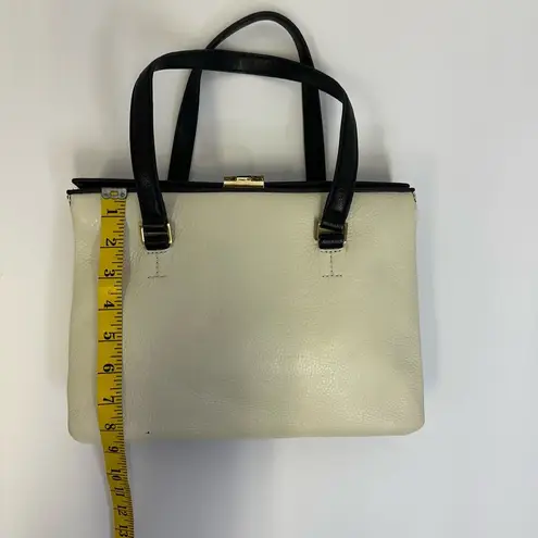 Isaac Mizrahi New York White & Black Pebbled Leather Handbag with Gold Hardware