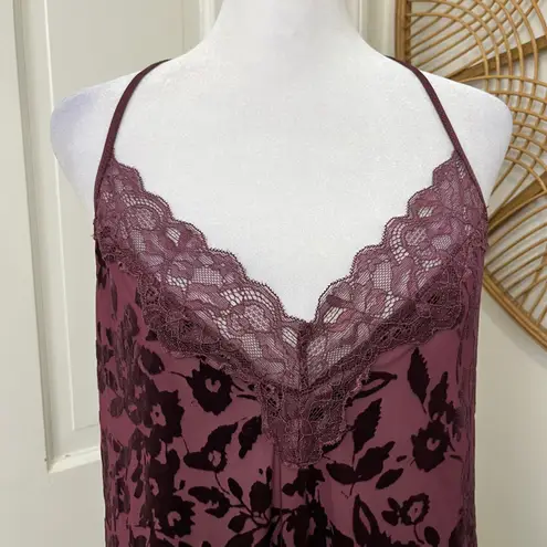 In Bloom by Jonquil XL Burgundy Burnout Velour Robe Kimono & Nightgown Set Purple