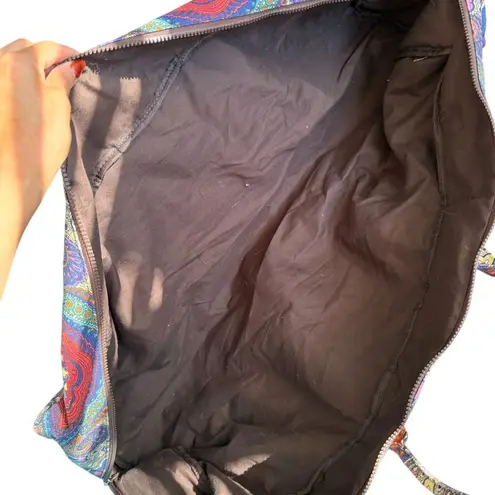 KINDFOLK Multicolor Paisley Canvas Tote Carry Yoga Mat Bag Brown