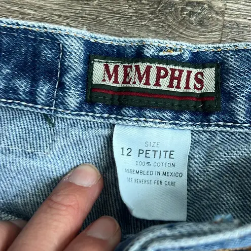 90s Memphis High Rise Tapered Leg Mom Jeans Size 12 Petite 💙 Blue