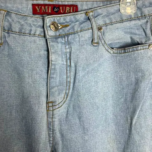 Ymi Women's 11 Mid-Rise Flare Jeans Light Wash Stretch Denim Y2K Trendy Western