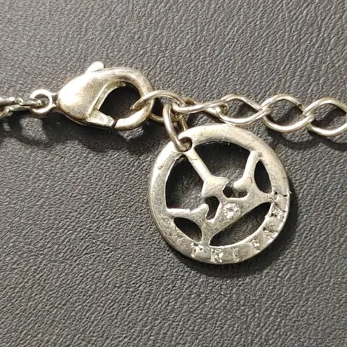 Trifari Crown Crystal Pave Necklace Vintage Silver Tone Filigree Clear Cushion