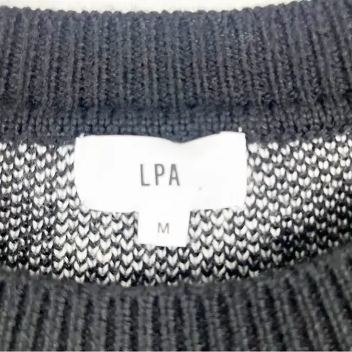 LPA Floyd Black White Buffalo Check Wool Blend Puff Sleeves Sweater Dress Medium