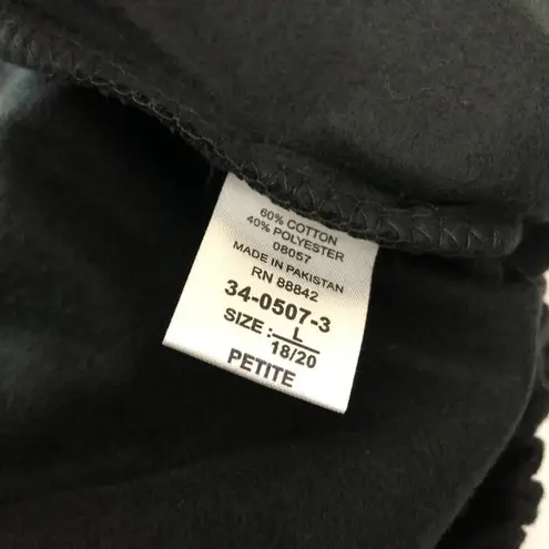 Roamans Sweatsuit Set Top Pants Scoop Neck Pull On Gray Black L 18/20 Petite Size 18P