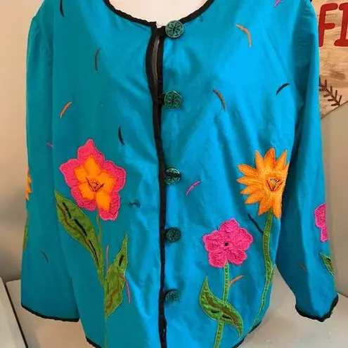 Allure women's embroidered applique jacket 1X