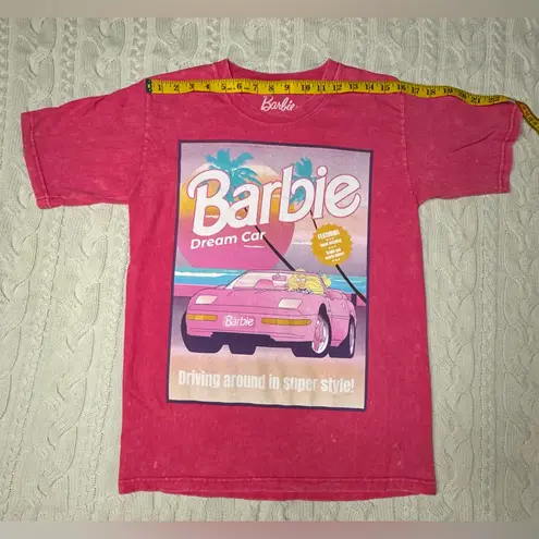 Hot Pink Acid Wash Barbie Dream Car Graphic Tee