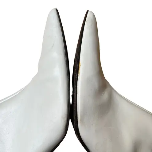 Donald Pliner Leather Mid Calf Pointed Toe Boots, Ivory White Size 9.5