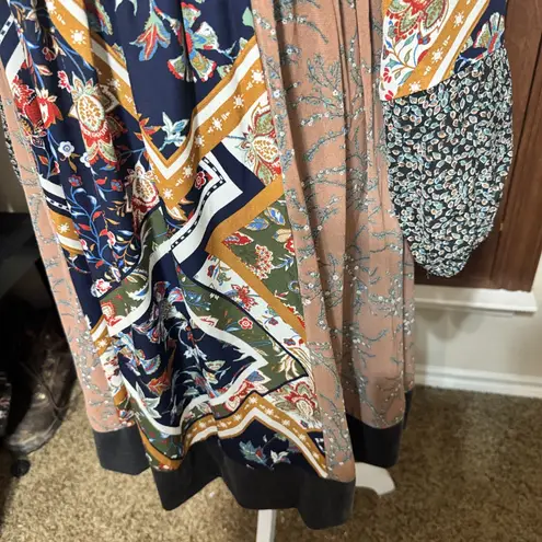 Mystree Dress Patchwork Velvet front Fall boho peasant gypsy festival sz M