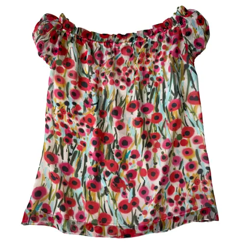 Milly EUC of New York Floral Print Off Shoulder Ruffle Top Size 6