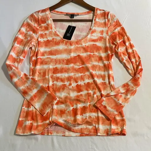 Inc international  Concepts Scoop-Neck Top Tie-Dye Orange/White NWT Small