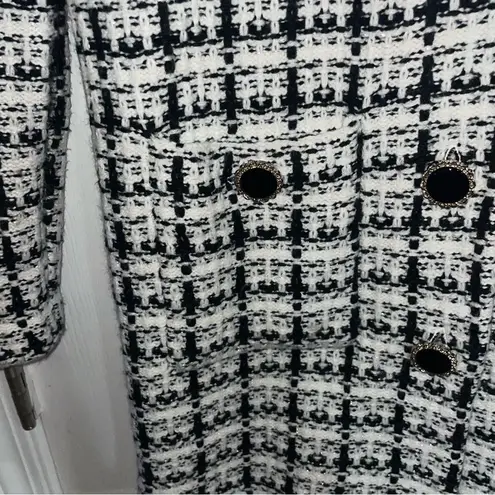 Karl Lagerfeld Karl Lagerfled Long Black & White Plaid Tweed Blazer Size Small
