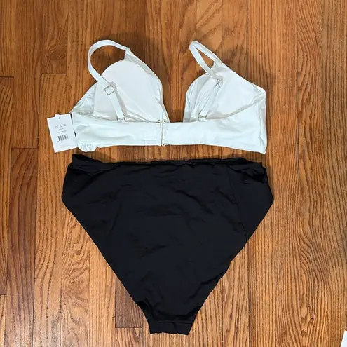 ANDIE Bikini Set Santorini Top High Waisted Cheeky Bottom White Black XXXL NWT