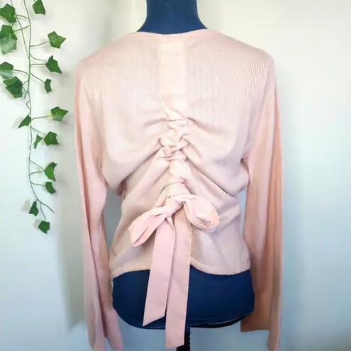 Miss Selfridge Ballerina Pink Bell Sleeves Tie Back Sweater