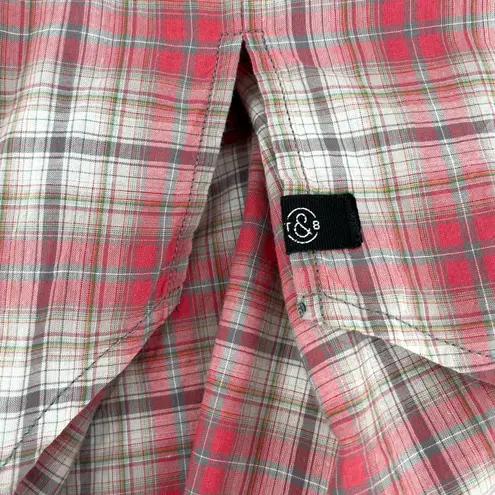 Treasure & Bond Long Sleeve Plaid Check Red White Fall Holiday Top Size S