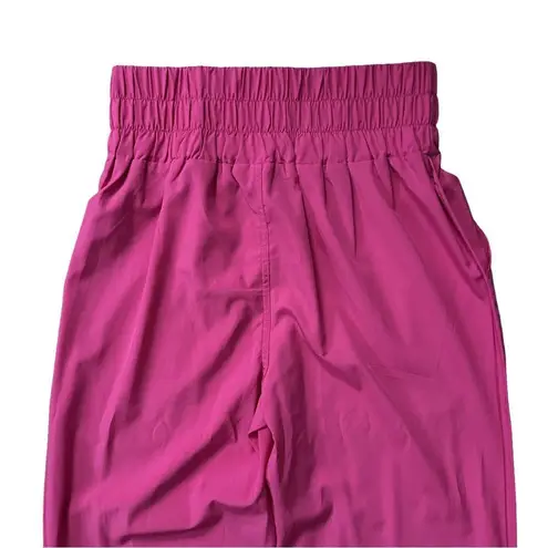 New In Neon Pink High Rise Smocked Ruche Elastic Waist Joggers Sz Large