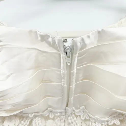 Betsy and Adam Womens Vintage 80s Ivory Lace Bridal Prom Formal Dress Size 16