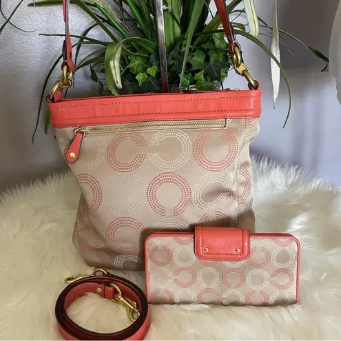 Coach  Ashley Dotted Op Boho/Crossbody Bag & Wallet