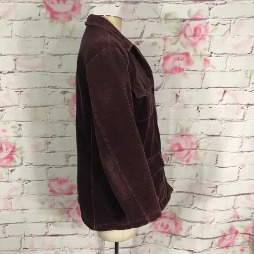 Lands' End  burgundy button down corduroy jacket thumbnail 4