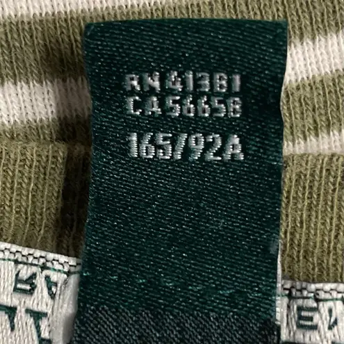 Lauren Ralph Lauren Green Cream Stripe Long Sleeve Tee Size M Faux Suede Patches Size M